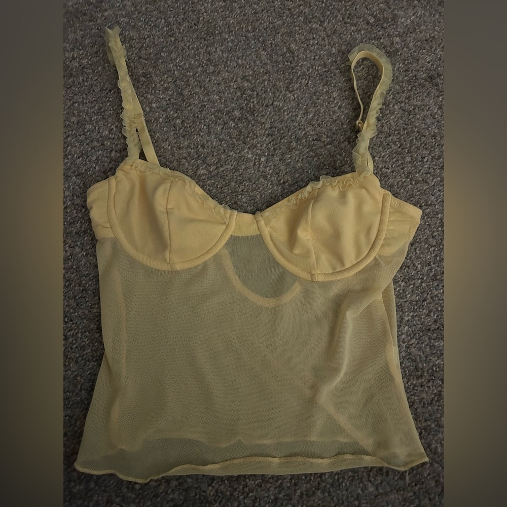 Edikted Yellow Mesh Top